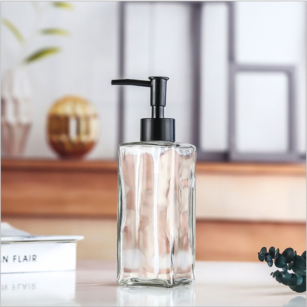 Simple Design 350ml Glass Bathroom Container Shampoo Lotion Conditioner Bottle with Pump Cap 12oz