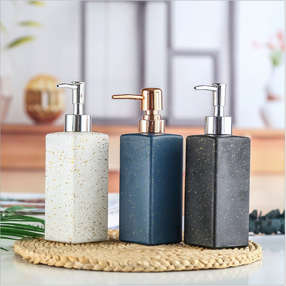 Simple Design 350ml Glass Bathroom Container Shampoo Lotion Conditioner Bottle with Pump Cap 12oz