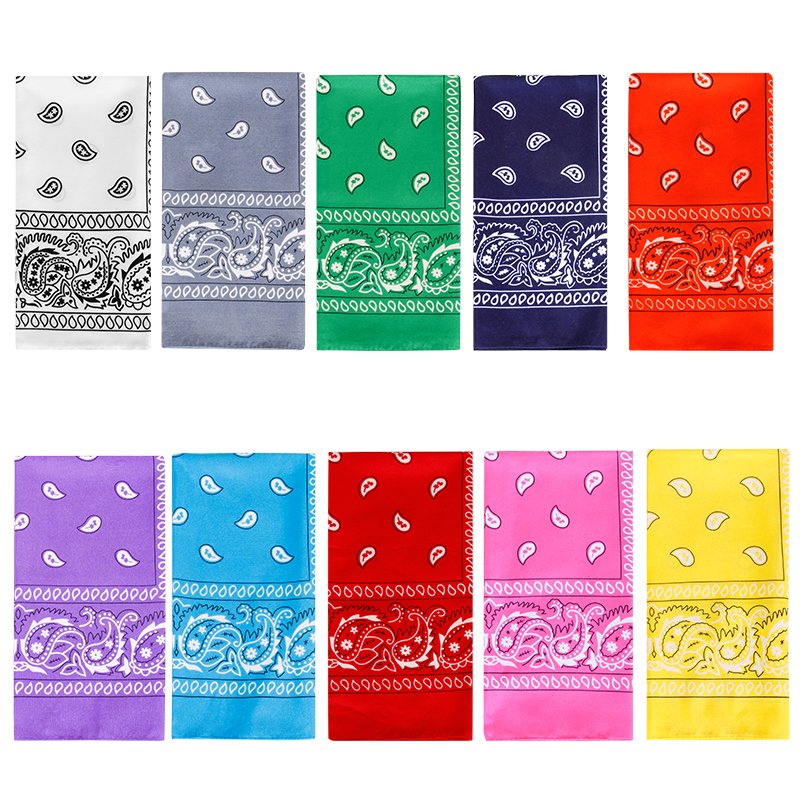 Personalized Print Cotton Logo Polyester Fabric Custom Bandana Paisley Scarf Handkerchief Bandanas For Men Women