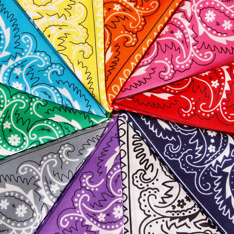 Personalized Print Cotton Logo Polyester Fabric Custom Bandana Paisley Scarf Handkerchief Bandanas For Men Women