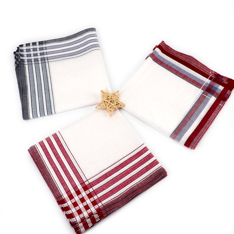 Wholesale Stock High Quality Classical Yarn Dyed Man 100% Cotton giftbox Handkerchiefs