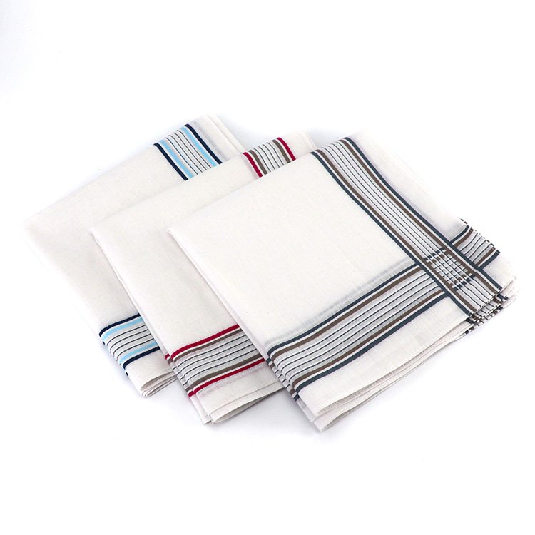 Wholesale Stock High Quality Classical Yarn Dyed Man 100% Cotton giftbox Handkerchiefs