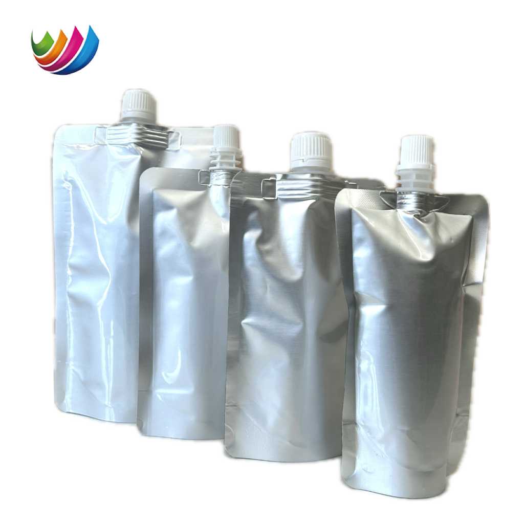 Custom Design plastic pouch 1 liter 1000 ml 500ml 200ml Beverage Stand Up Aluminium Foil Liquid Packaging Spout Pouch Bag