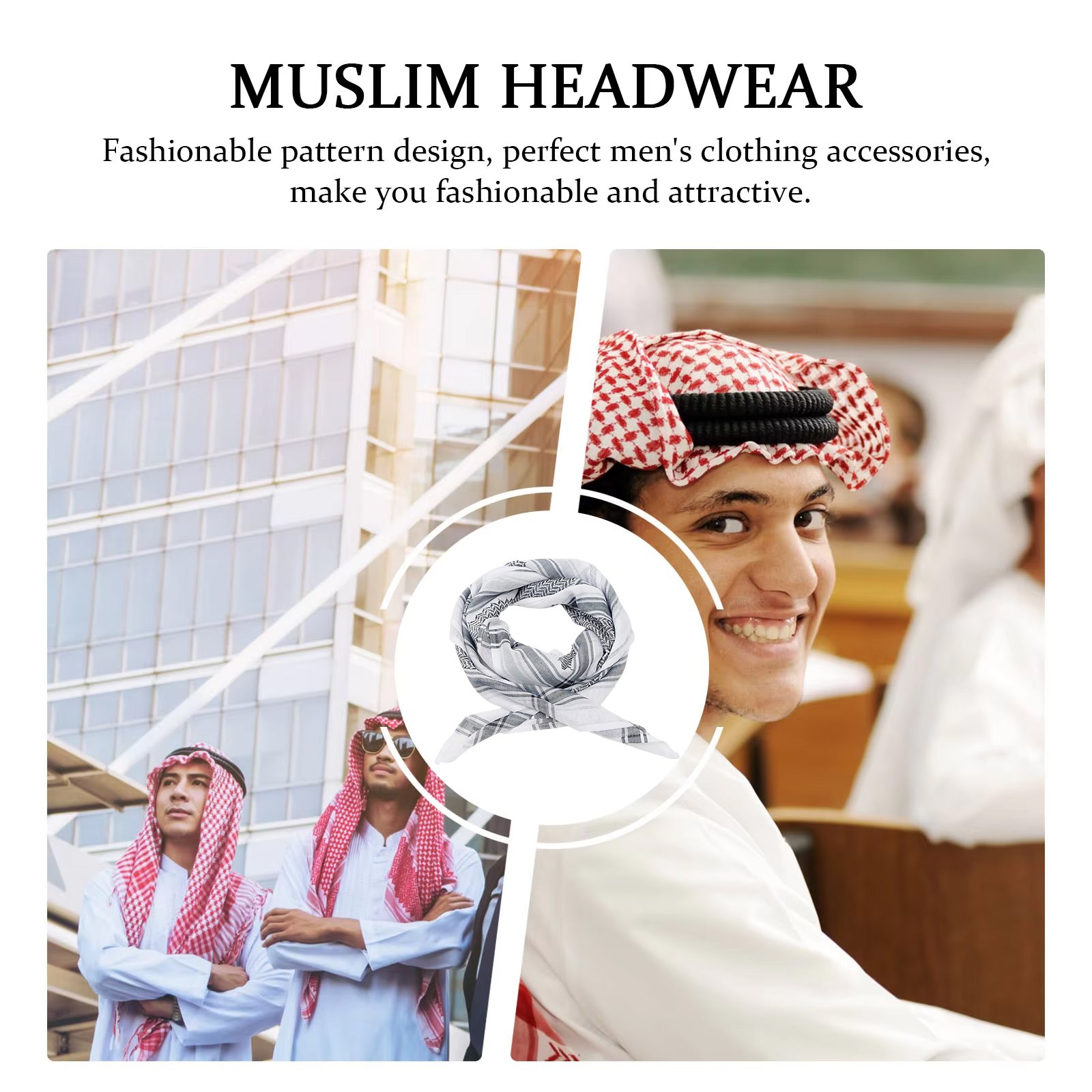 Mens Muslim Islamic Hijab Cap Turban Hats Arab handkerchief kerchief Agal Scarf Yashmagh