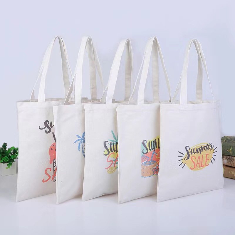 Wholesale natural blank custom logo printed reusable cotton canvas tote bag shopping bag