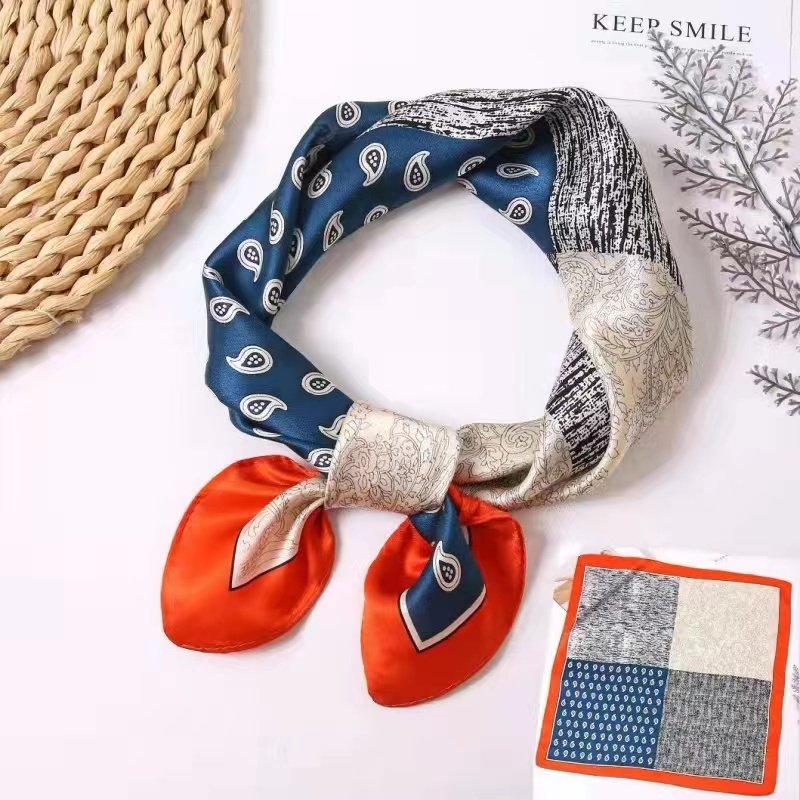 Wholesale High Quality Digital Printed Lightweight Silk Satin Scarf 100% Pure Square Style Ladies Handkerchief for Summer