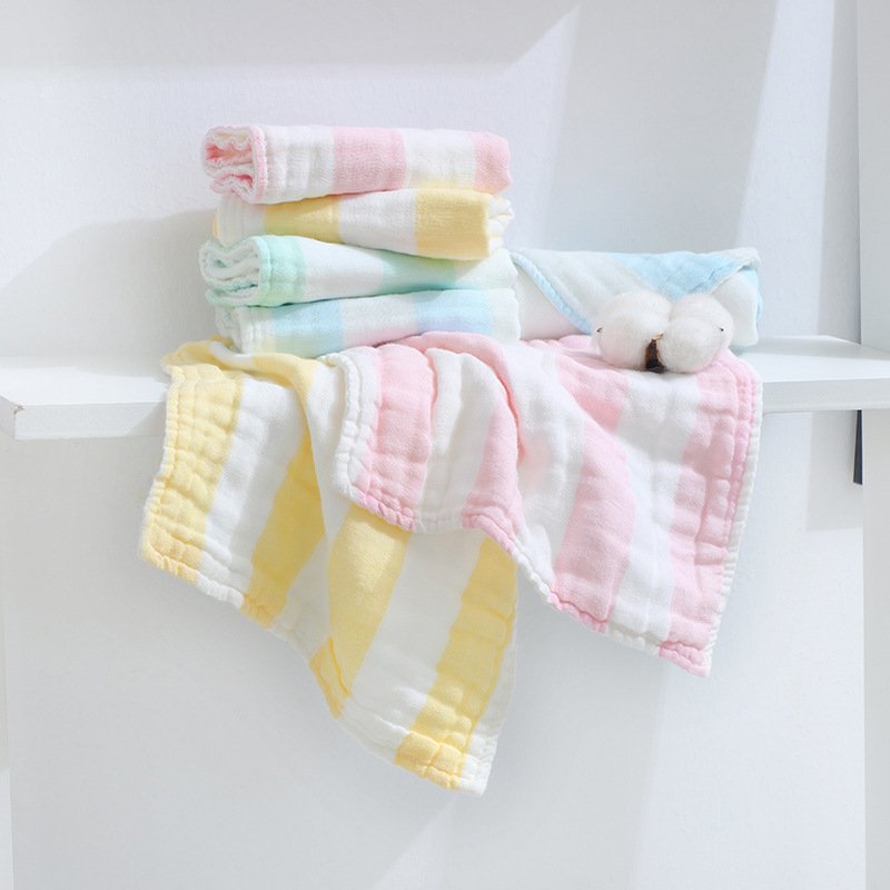 Cheap Soft 6 Layers Cotton Face Towel Wholesale Natural Organic Muslin Handkerchief Baby Wash Cloth set