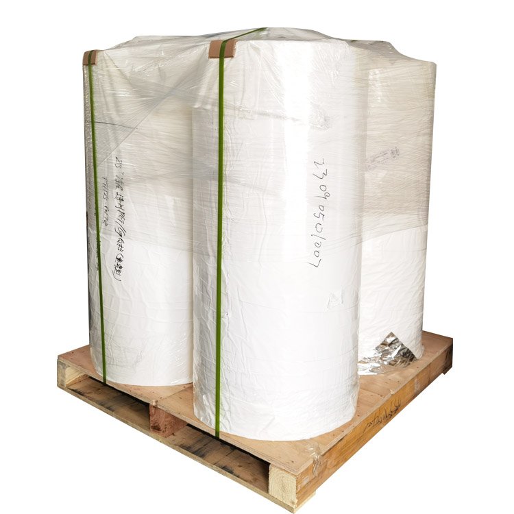 Factory direct sale 54u white Synthetic Paper 75u white PP Flexographic Printing Sticker Material Self adhesive master roll