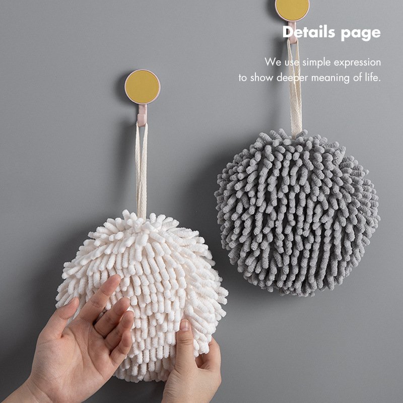 Quick-drying hand ball Chenille Nordic cute and fresh kitchen thickened handkerchief bathroom quick-drying cleaning hanging towe