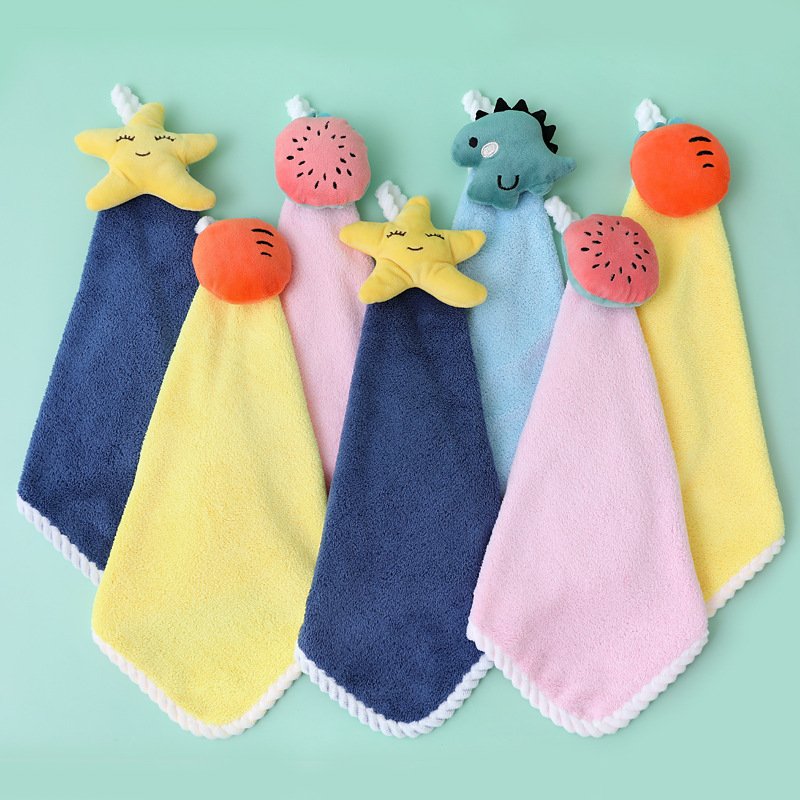 Wiping handkerchiefs square towels hanging towels cute children's household absorbent bathroom handkerchiefs