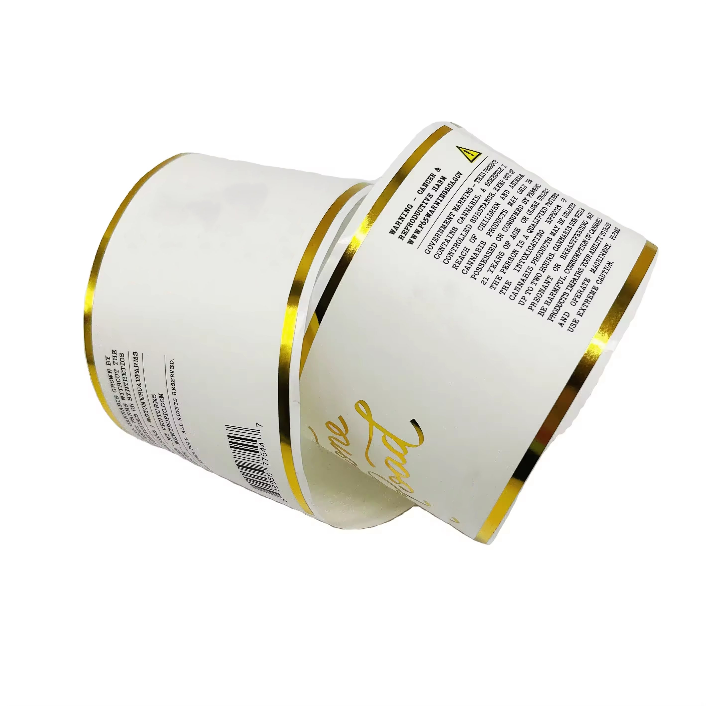 Custom Sticker Printing Gold Foil Stamping Roll Sticker Vinyl Label Roll Adhesive