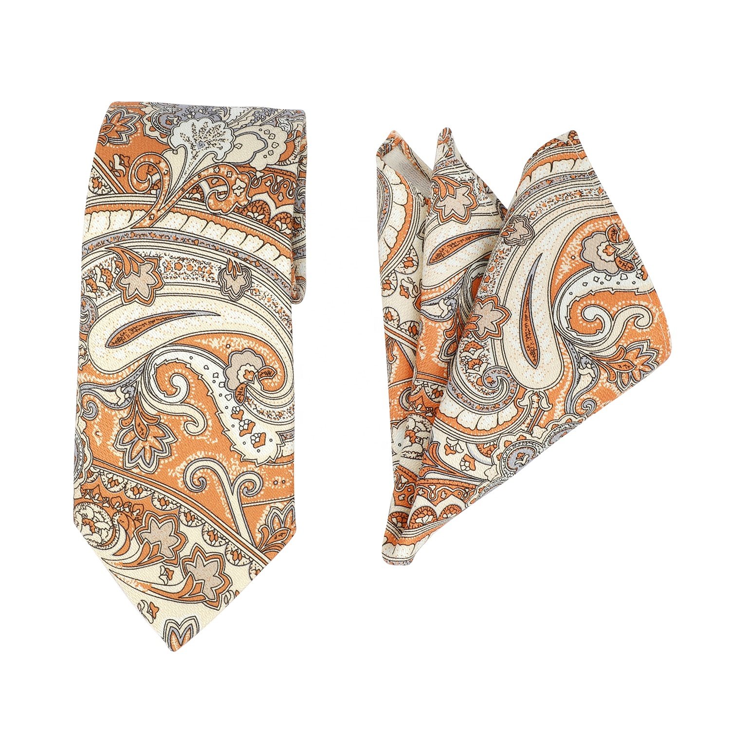Mens Luxury Polyest Unique Neck Tie And Pocket Square Custom Logo Tie Set and Handkerchiefs for Wedding