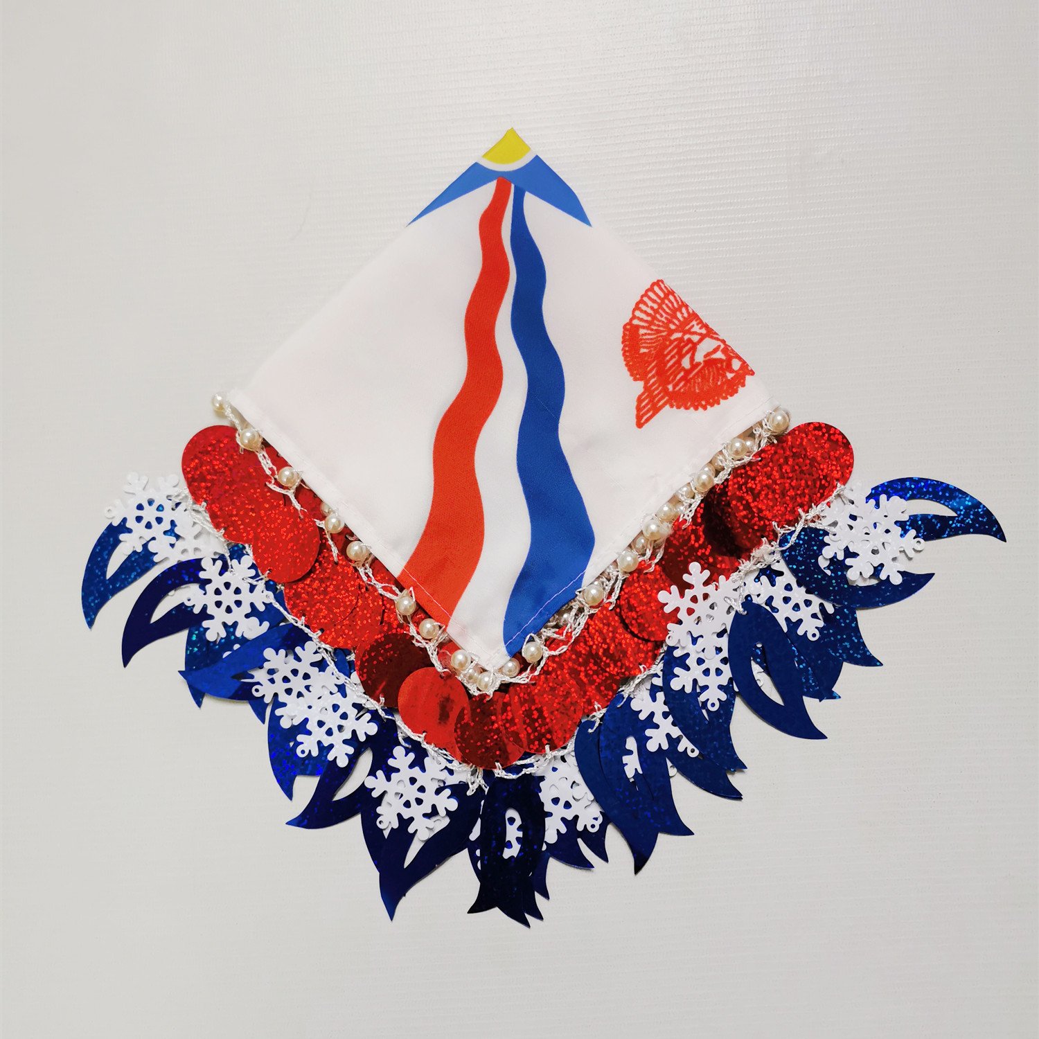 assyrian flag yalikhta Snow shape sequin Dancing Wedding Party Square kerchief