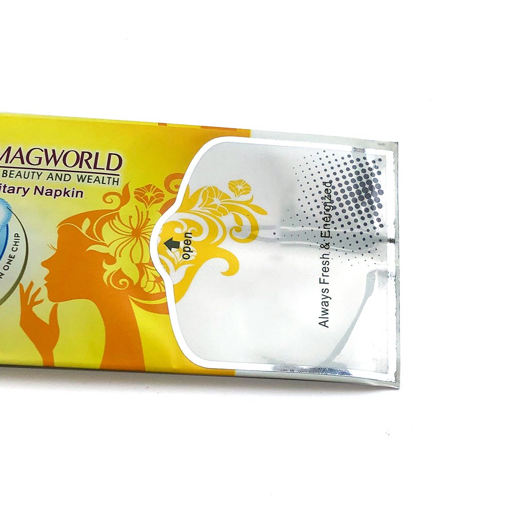 Wholesales manufacture high barrier plastic pad packaging bags sanitary napkin packing gusseted bag