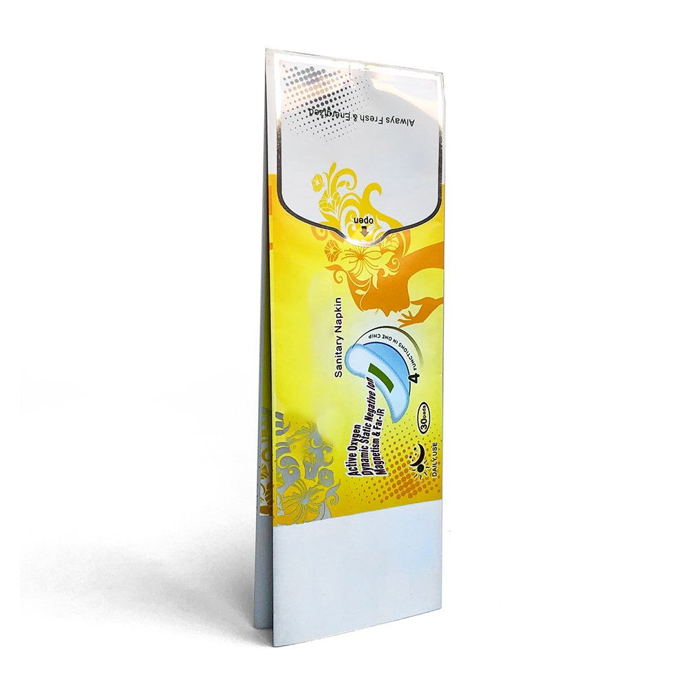 Wholesales manufacture high barrier plastic pad packaging bags sanitary napkin packing gusseted bag