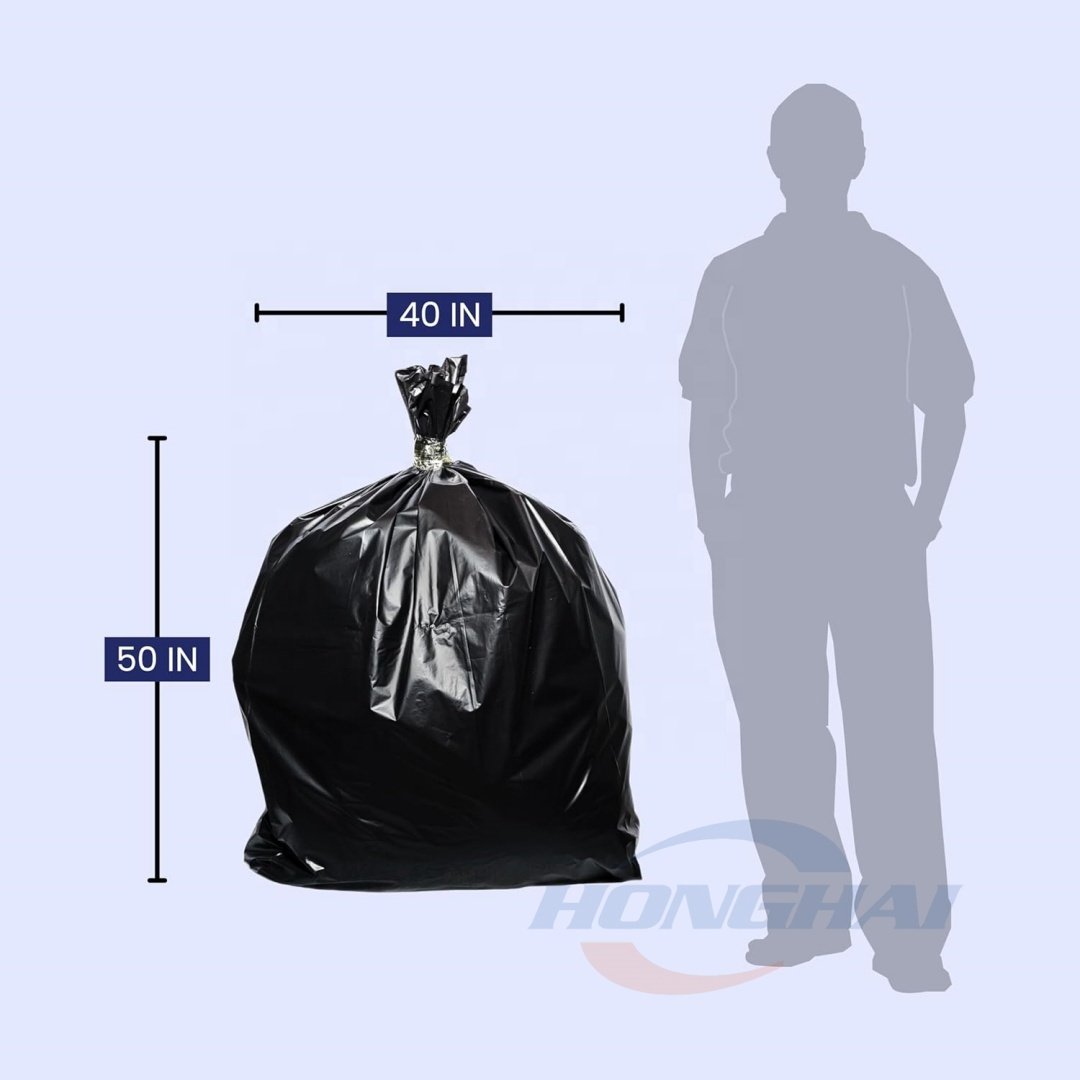 Custom Heavy Duty Dustbin Bags,Black Outdoor Bin Liners, 55-60 Gallons Rubbish Sacks 40 x 50 Inches