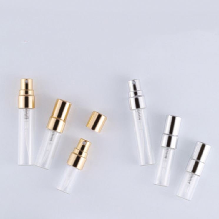 FTS 2ml 3ml 5ml Mini Refillable Glass Perfume Bottle Vial With Aluminum Mist Sprayer