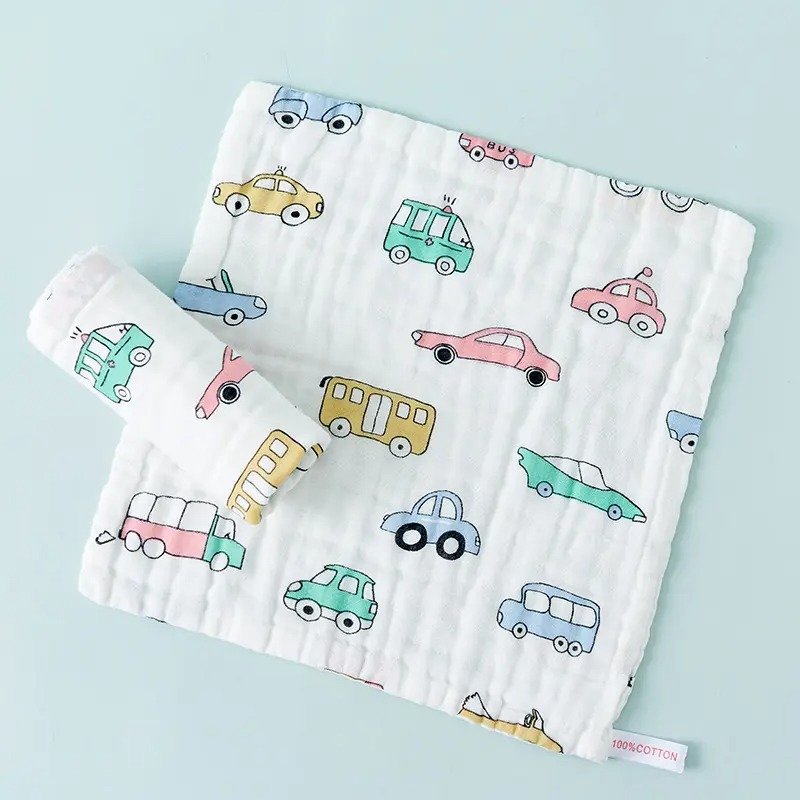 Cute Organic Baby Muslin Washcloths Face Cotton Towel Set Wholesale newborn baby face towel Handkerchief Baby Burp Cloth