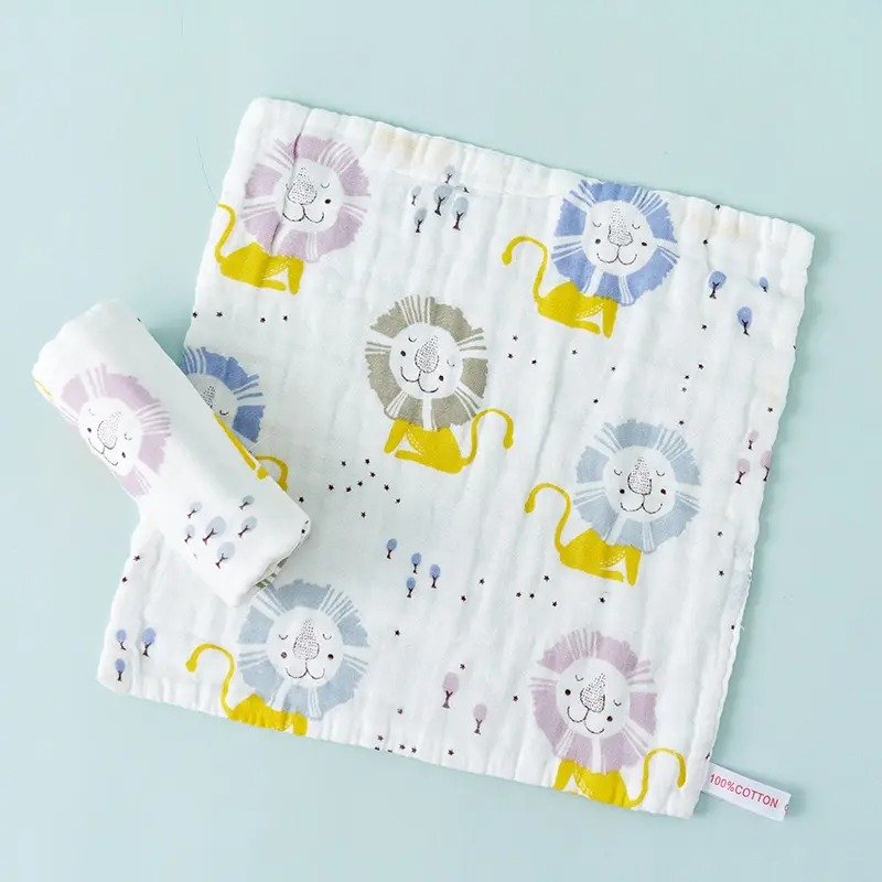 Cute Organic Baby Muslin Washcloths Face Cotton Towel Set Wholesale newborn baby face towel Handkerchief Baby Burp Cloth