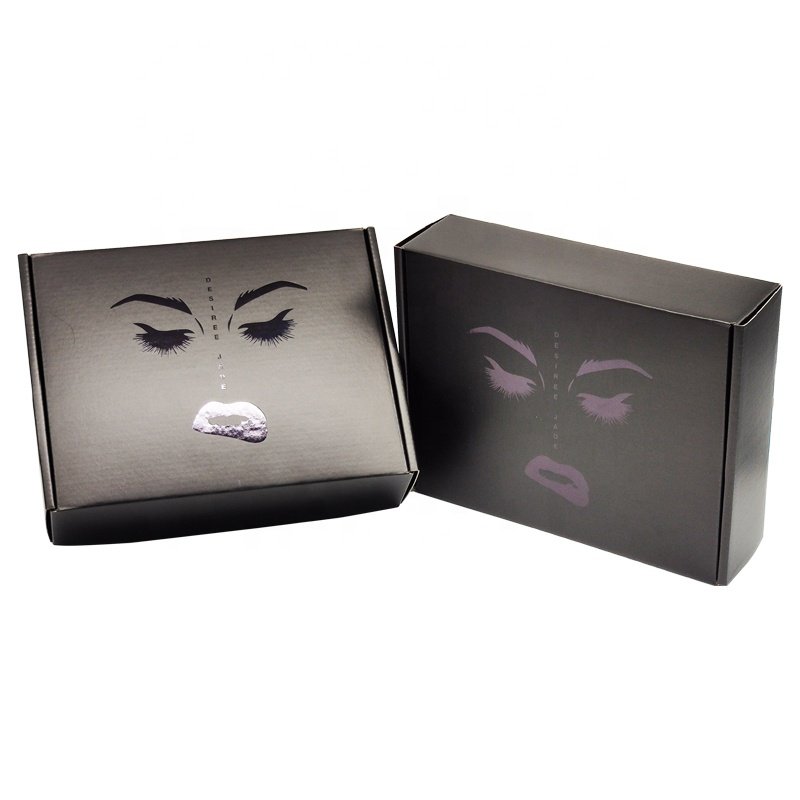 Hot Sale Corrugated Mailing Black UV Glossy Custom Logo Black Carton Eyelash Subscription Packaging Shipping Mailer Boxes