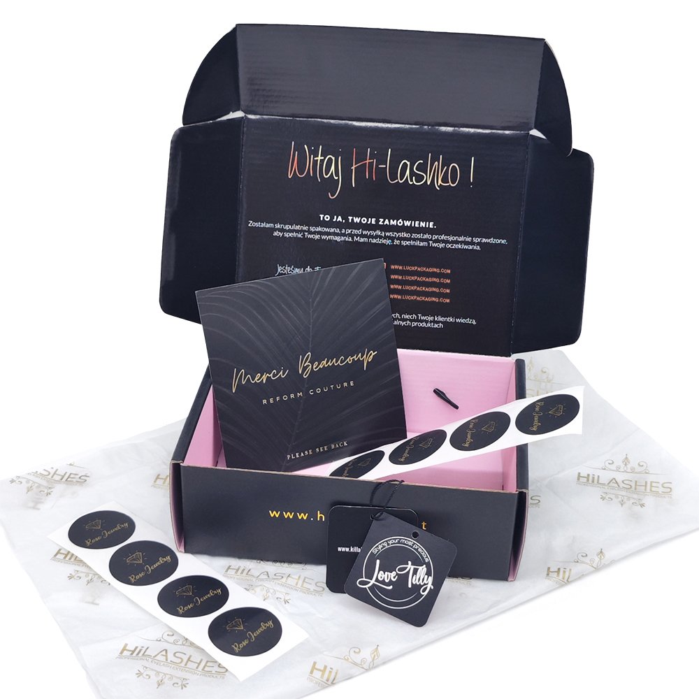 Hot Sale Corrugated Mailing Black UV Glossy Custom Logo Black Carton Eyelash Subscription Packaging Shipping Mailer Boxes