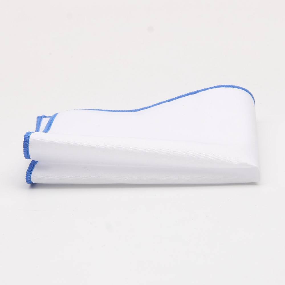 Male Wedding Party Suits Accessory Fashion Handkerchief Colorful Edge Men Hanky Cotton White Pocket Square