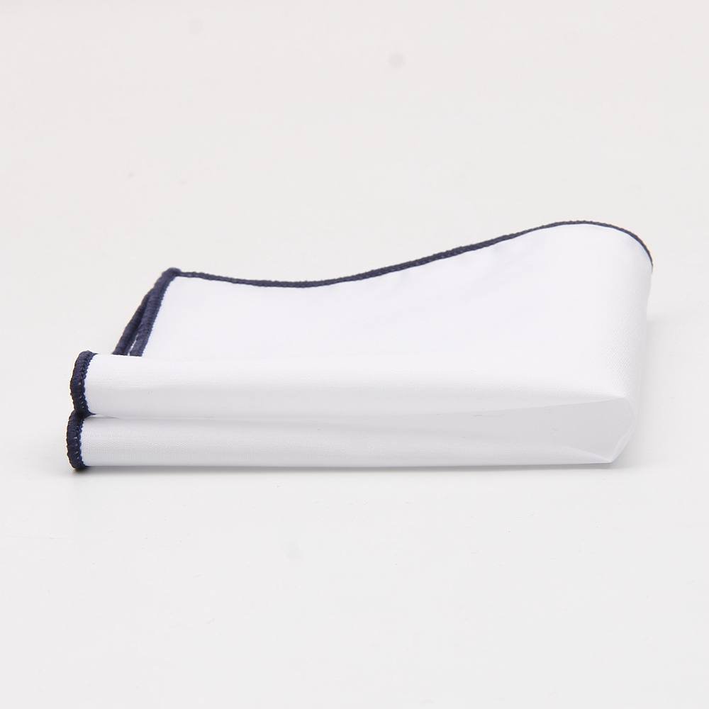 Male Wedding Party Suits Accessory Fashion Handkerchief Colorful Edge Men Hanky Cotton White Pocket Square