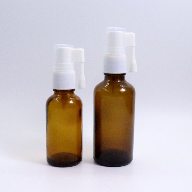 Medical Liquid Glass Bottle 10ml 15ml 20ml Empty Personal Care Nasal Sprayer with Pump Oral Throat Mist Screen Printing Surface