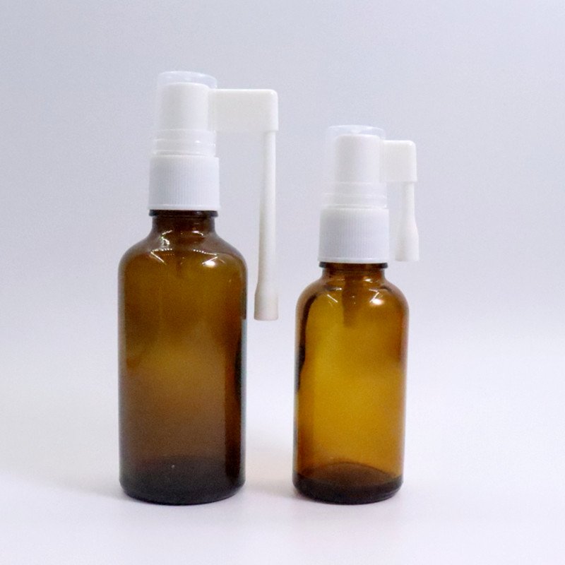 Medical Liquid Glass Bottle 10ml 15ml 20ml Empty Personal Care Nasal Sprayer with Pump Oral Throat Mist Screen Printing Surface