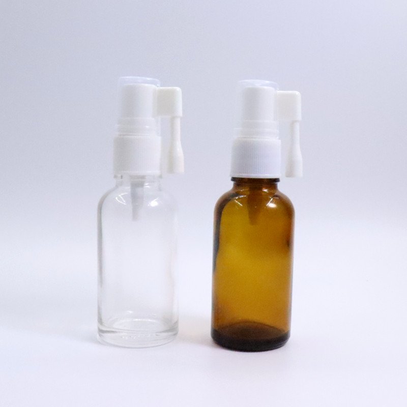 Medical Liquid Glass Bottle 10ml 15ml 20ml Empty Personal Care Nasal Sprayer with Pump Oral Throat Mist Screen Printing Surface