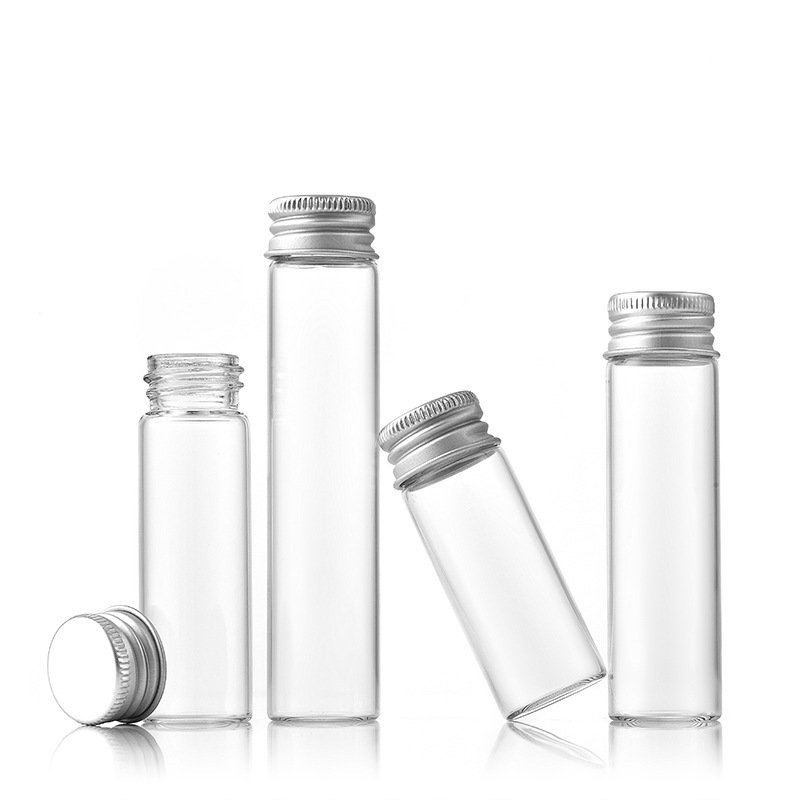 22mm Mini Clear Glass Wishing Small Drift Bottle Vials Glass Tube Corked Jars Candy Bottle With Aluminum Screw Cap