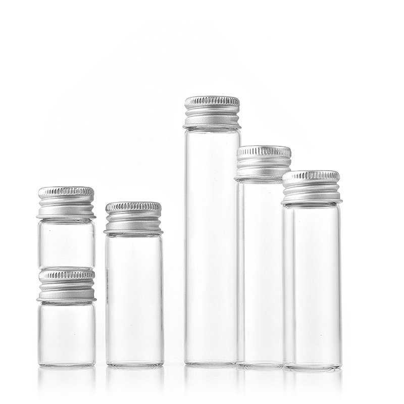 22mm Mini Clear Glass Wishing Small Drift Bottle Vials Glass Tube Corked Jars Candy Bottle With Aluminum Screw Cap