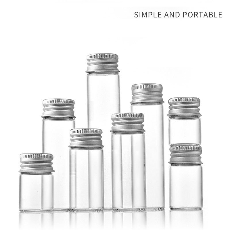 22mm Food grade borosilicate glass Tea Bottle Gift Package Wishing small glass bottle with silver screw lid