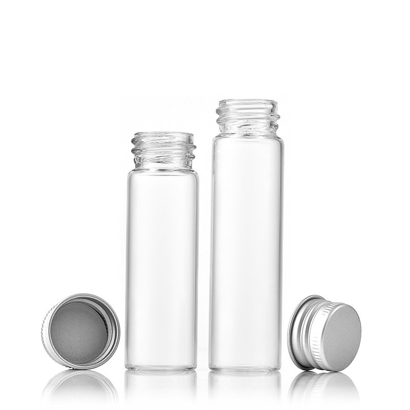 22mm Food grade borosilicate glass Tea Bottle Gift Package Wishing small glass bottle with silver screw lid