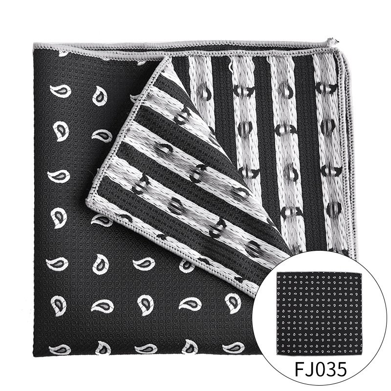 Handkerchief Scarves Vintage Paisley Pocket Square Black And White Polka Dots Polyester Silk Pocket Squares For Men Suit