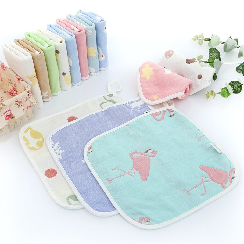 New cartoon Design squares Soft Absorbent 100% cotton Newborn Baby Gauze Saliva Towel Handkerchief