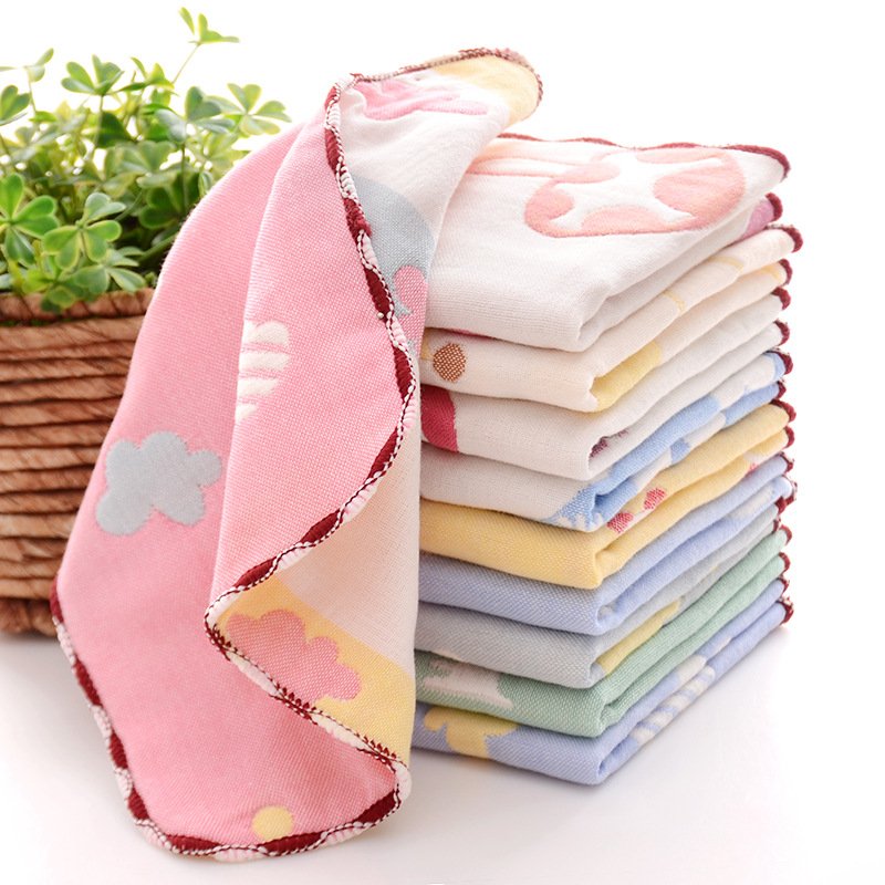 New cartoon Design squares Soft Absorbent 100% cotton Newborn Baby Gauze Saliva Towel Handkerchief