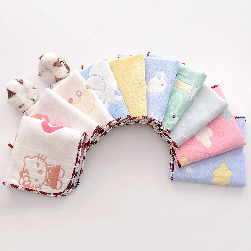 New cartoon Design squares Soft Absorbent 100% cotton Newborn Baby Gauze Saliva Towel Handkerchief