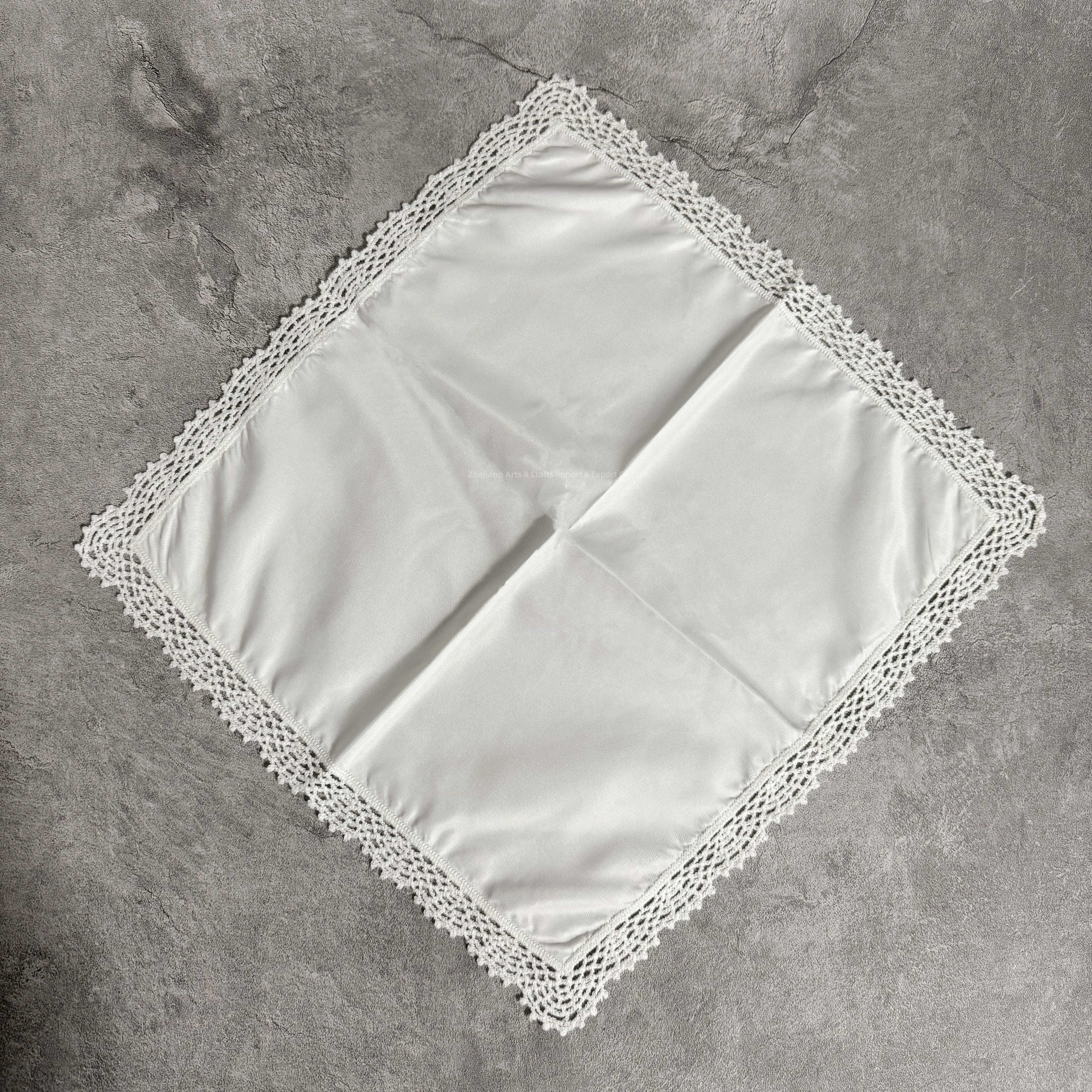 White cotton lace handkerchiefs lady embroidery handkerchief for wedding gift