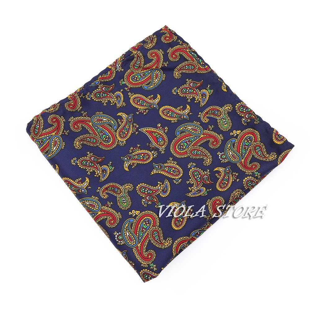 Colorful Print Paisley 28cm Pocket Square Polyester Handkerchief Wedding Party Daily Suit Vintage Tie Hankie Men Gift Accessory