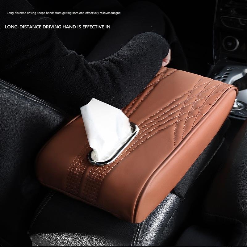 Marcan Memory Foam Protector Leather Center Console Cushion Handkerchief Tissue Holder Storage Organizer Car Armrest Box
