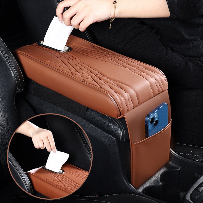 Marcan Memory Foam Protector Leather Center Console Cushion Handkerchief Tissue Holder Storage Organizer Car Armrest Box