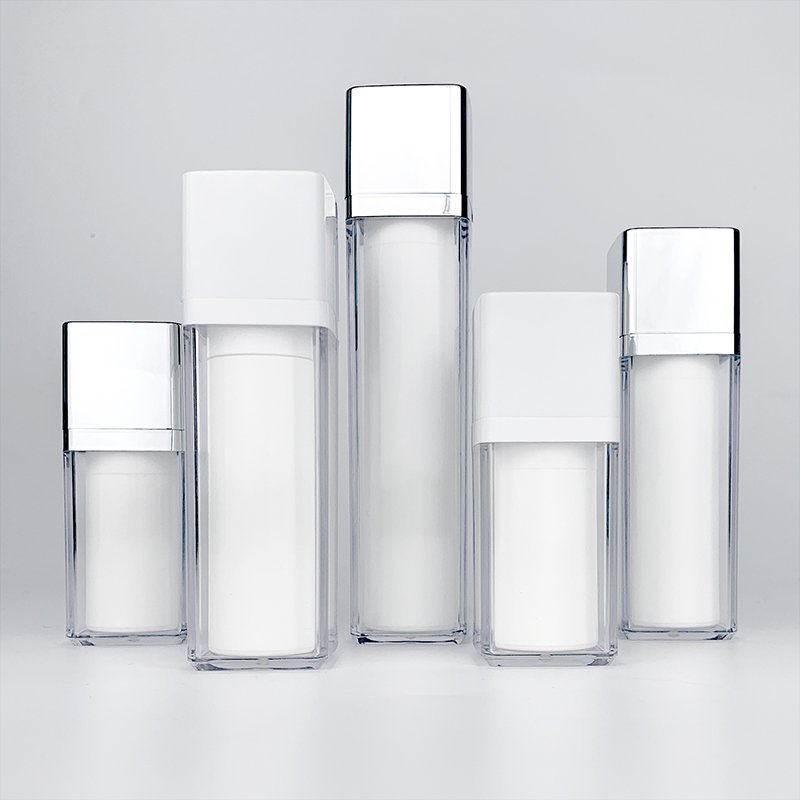 New Replaceable Inner Tube Bottles For Cosmetic Serum Lotion 30ml 50ml 100ml White Round Empty Plastic PP AS Airless Pump Bottle