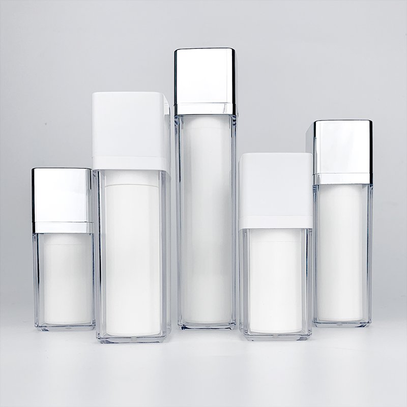 New Replaceable Inner Tube Bottles For Cosmetic Serum Lotion 30ml 50ml 100ml White Round Empty Plastic PP AS Airless Pump Bottle