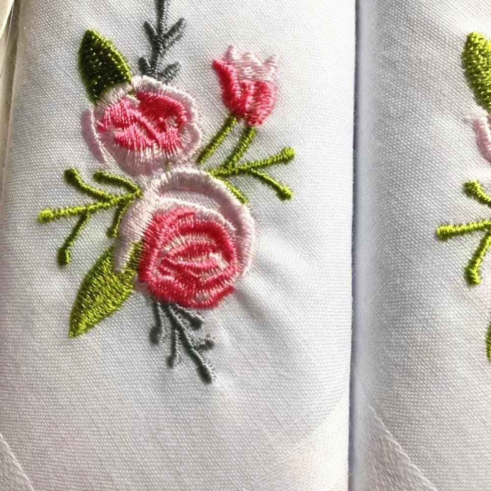 white square floral bridal wedding handkerchief custom hand embroidery ladies plain white cotton handkerchief box