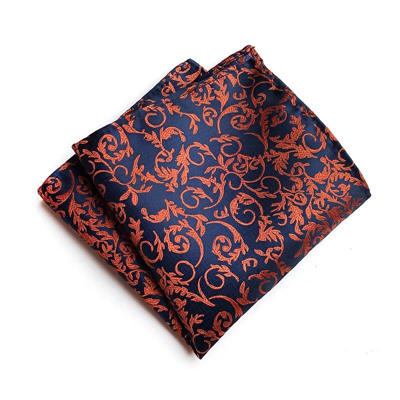 Popular fashion ready to ship polyester jacquard pocket square mens paisley floral handkerchief