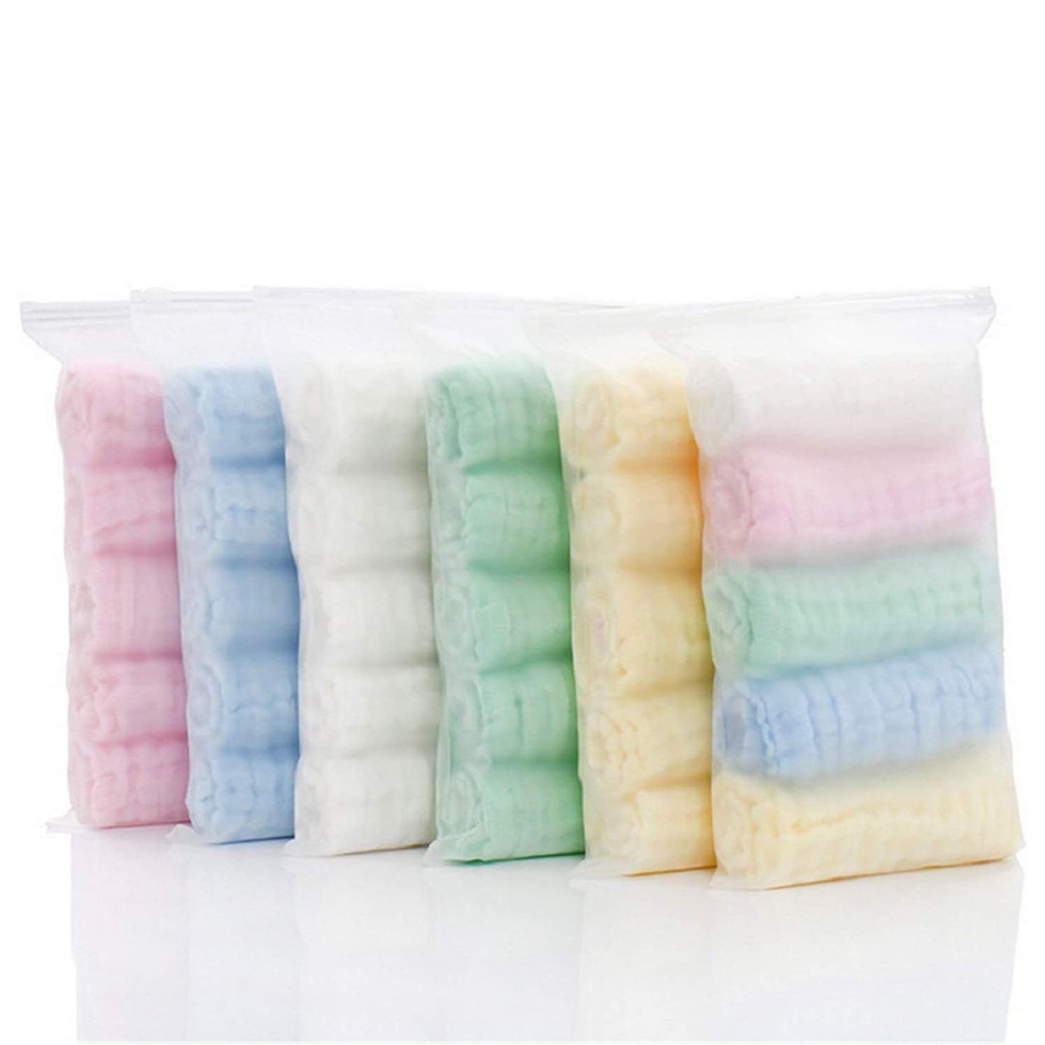 Super Soft Muslin 6 Layers Cotton Face Washcloth Burp Cloths Stuff Handkerchief Baby Towels Set