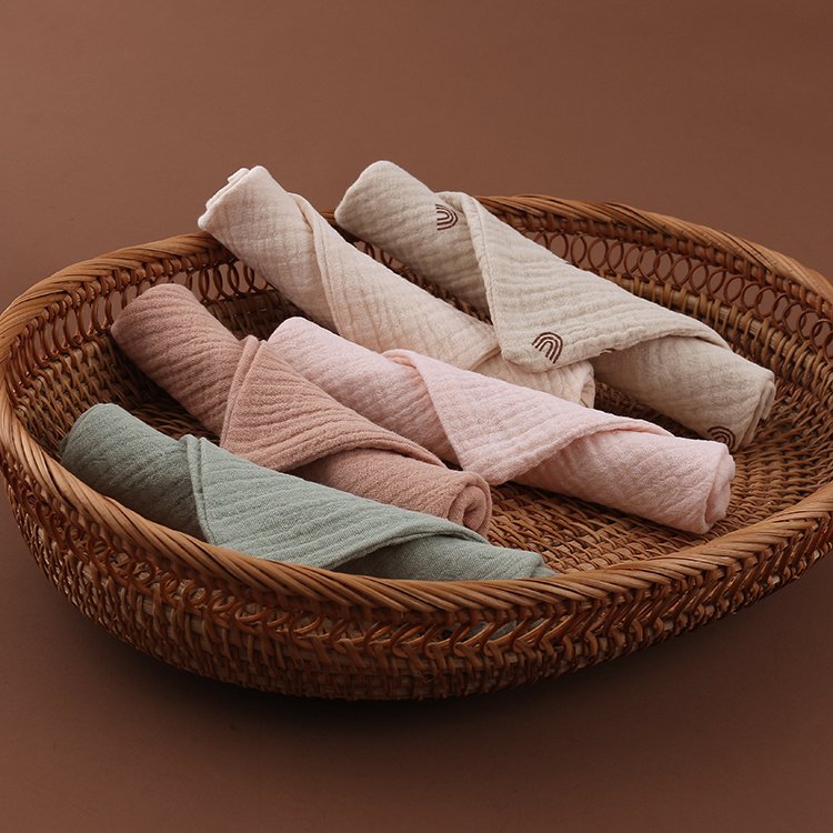 5 Pcs Baby Towel Muslin Face Cloth Handkerchief Organic Cotton Baby Hooded Towel Soft Saliva Bib Washcloth for Newborn Gift