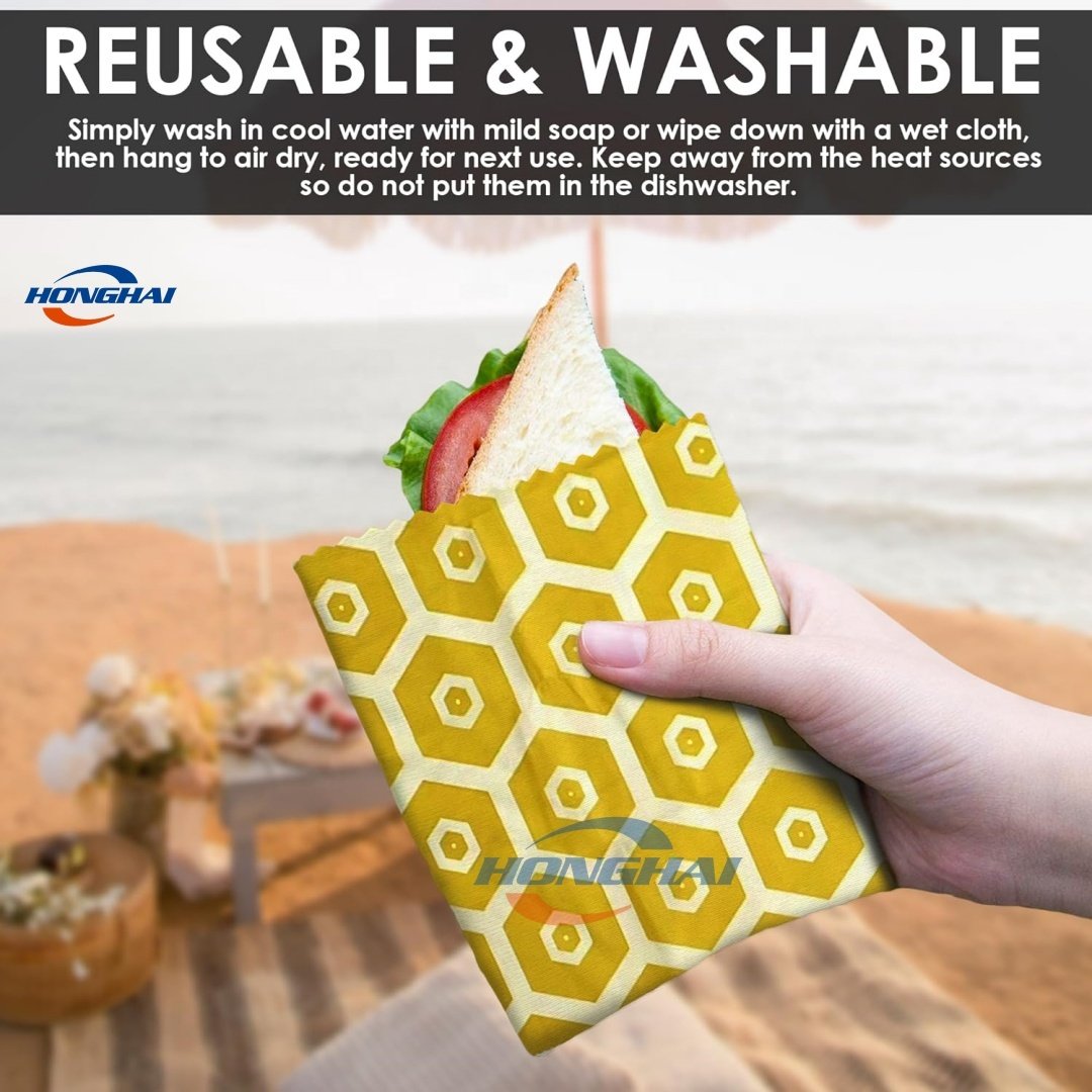 Beeswax Food Wrap and Bags - 6 Piece Set - Eco-Friendly, Reusable, Organic