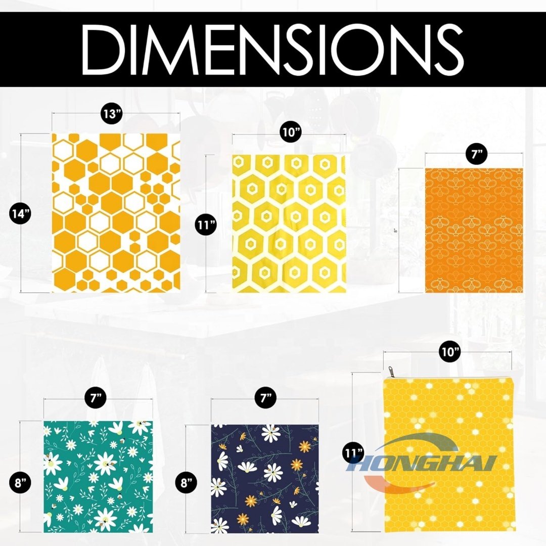 Beeswax Food Wrap and Bags - 6 Piece Set - Eco-Friendly, Reusable, Organic